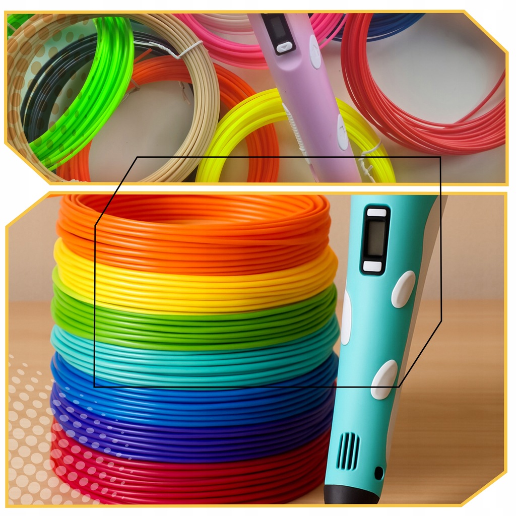 WKŁADY FILAMENT PLA WKŁAD DO DŁUGOPISU 3D PEN 100 M 40 kolorów Waga filamentu 330 g